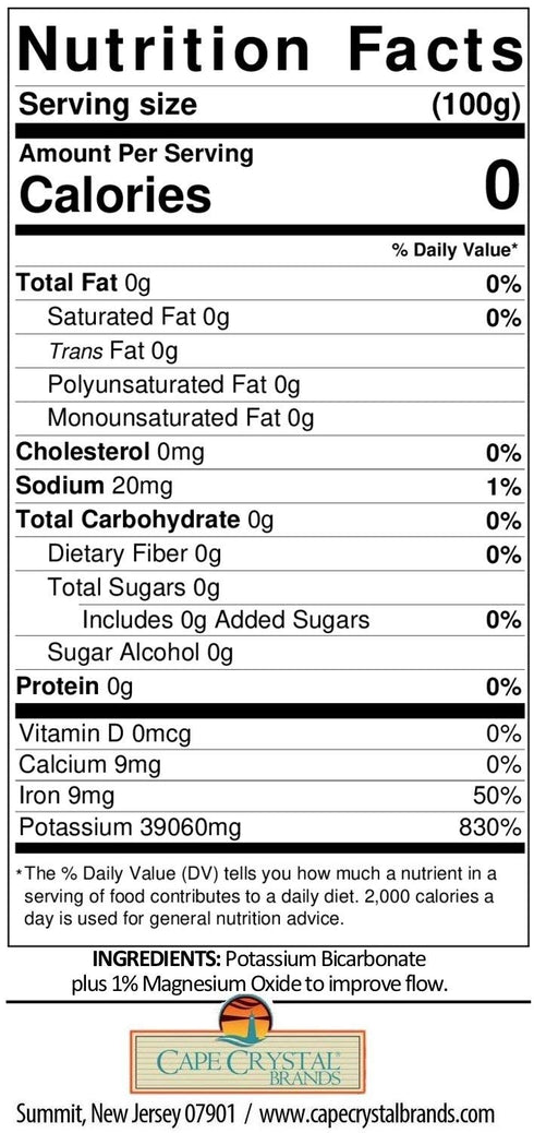 14-oz Potassium Bicarbonate USP Food Grade Crystalline Powder - Baking Soda Substitute Good Salt Alternative - Gluten