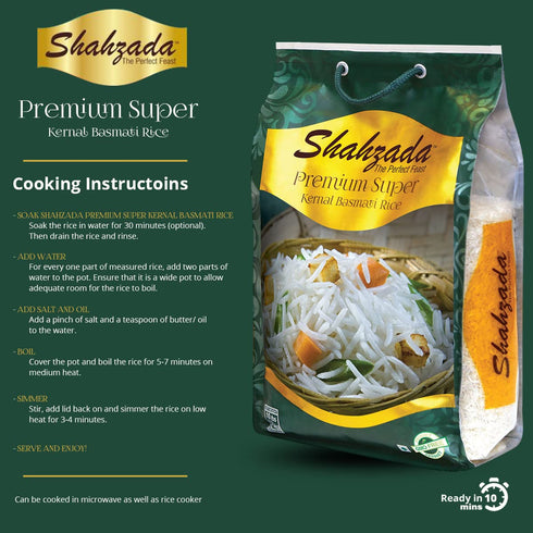 (10 Lbs.) 10 Packing Shahzada Premium Basmati Rice Aromatic Basmati, AGED, Flavorful, Slender |Non-Sticky Grain