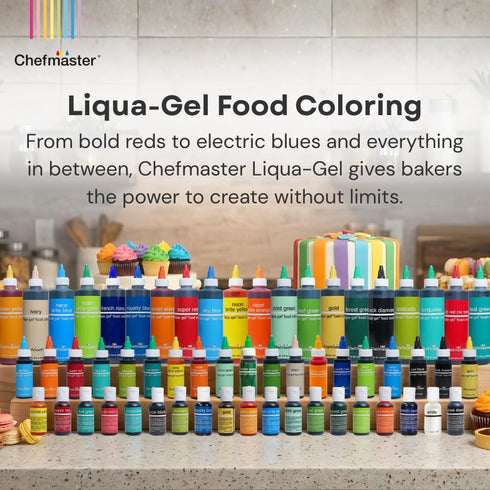 2.3 oz Chefmaster Ivory Liqua-Gel Food Coloring | Vibrant Color | Professional-Grade Dye for Icing, Frosting, Fondant |