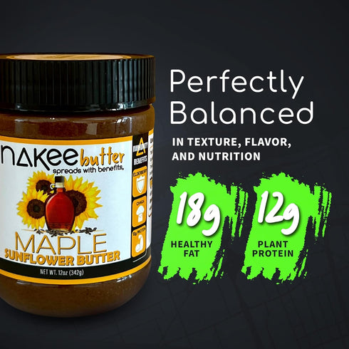 12g Immune (12 oz) Nakee Butter: Maple Sunflower Vegan Butter, High Daily Protein Nut Spread with Protein, Boosting