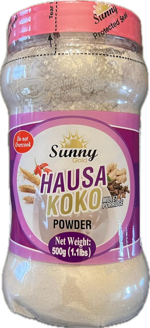 Sunny Gold 500g (1.1lbs) Hausa Koko Millet Porridge Powder, Traditional African Breakfast Mix with Ginger and Cloves