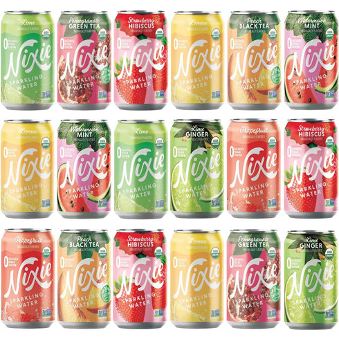 Nixie Sparkling Water Variety Pack 18 Pack Flavored Sparkling Water, Lime, Grapefruit,