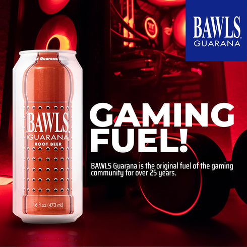 Bawls 12 Pack 16oz Guarana Root Beer - Guarana Fueled Soda for Energy, High Caffeinated Drink, Cans