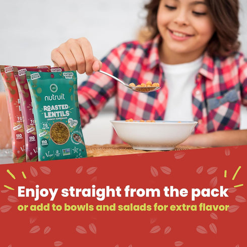 1.2oz Packs (20-Pack Nutruit Roasted Lentil Snacks - Tasty Snack Box with Vegan, Gluten Free, Non-GMO, High Protein