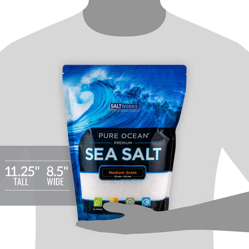 5 SaltWorks Pure Ocean Sea Salt, Medium Grain, Pound Bag