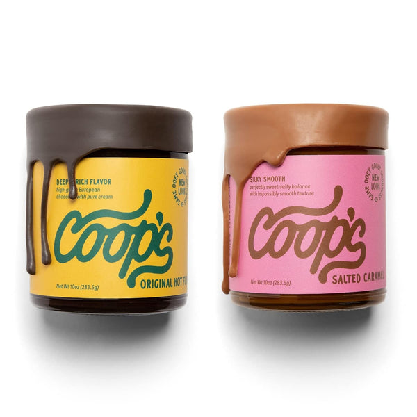Coop's Original Hot Fudge & Salted Caramel Sauce (2- Pack): Gourmet, All