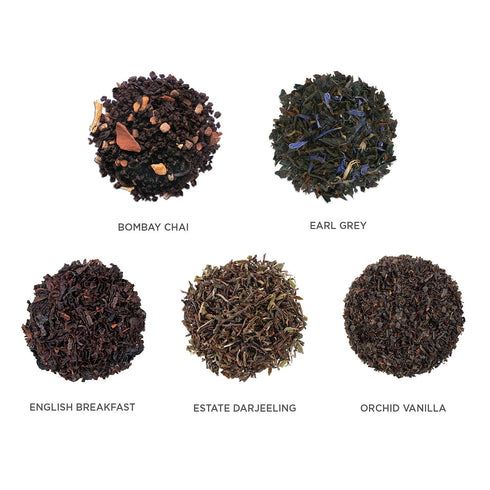 Tea Forte Black Tea Assortment Single Steeps Gift Set Sampler, 15 Count, 3 of Each Assorted Blends, Loose Leaf