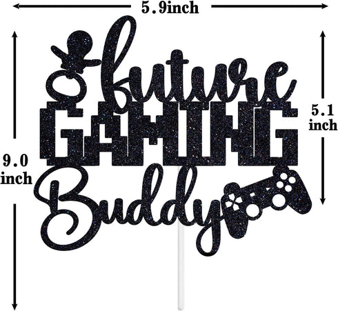 Ferburitar Future Gaming Buddy Cake Topper, Video Games Newborn Baby Announcement Sign for Boy and Girl, Baby