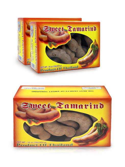 100% 4 (Pack 2) Large Sweet Tamarind Pods, Whole Fruit Natural Hot, No MSG, Ounce
