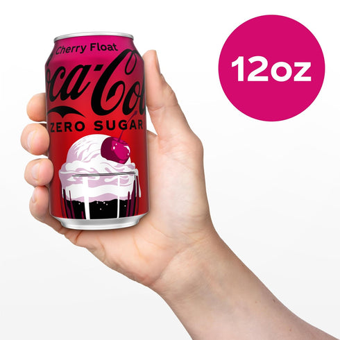 12 oz, 12 Pack Coca-Cola Zero Sugar Cherry Float Soda Soft Drink Cans, fl
