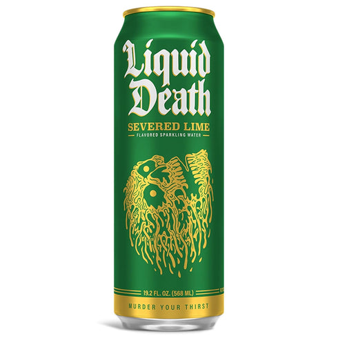 8-Pack (19.2oz Liquid Death, Severed Lime, Lime-Flavored Sparkling Water, Cans), Low Calorie & No Artificial Sweeteners