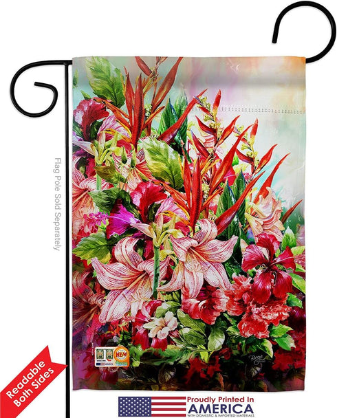 Breeze Decor Set 13 18.5 Floral Tropical Bouquet Garden Flag Wall Hanger Spring Sunflower Tulip Rose Orchid Lilies
