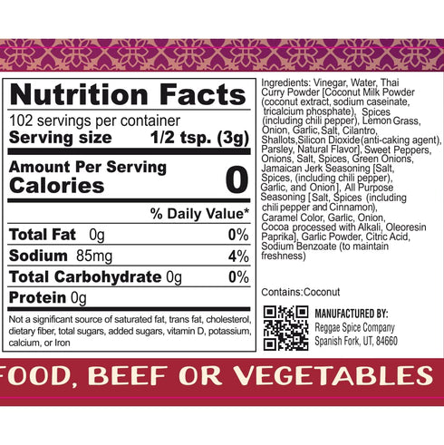 Reggae Spice Thai Coconut Curry Jerk Marinade, 60-Second Authentic Wet Rub for Cooking Meats