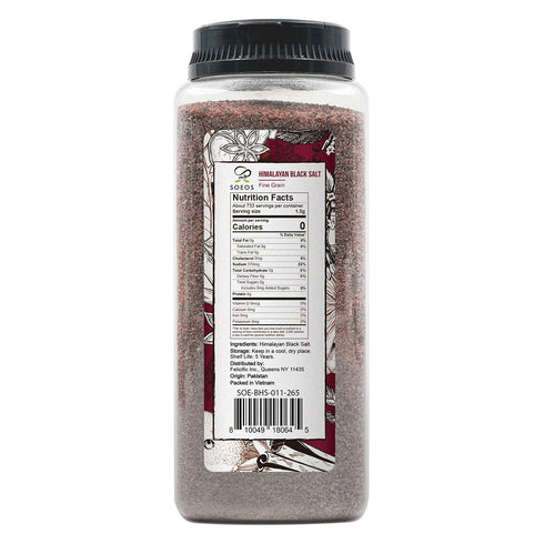 2.4 (39 Oz), (Pack 1) Soeos Himalayan Black Salt Fine Black Himalayan Salt, Pound Natural Mineral Enriched, Natural