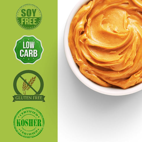 6.5 lbs Creamy Peanut Butter, Non-GMO, Vegan, Soy Free, Gluten Free and Low-Carb, No Sugar Added, Can