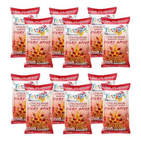 Feel Festive 12 Bags 1-oz Fiery Spicy Crunchy Roasted Chickpeas Protein Snack