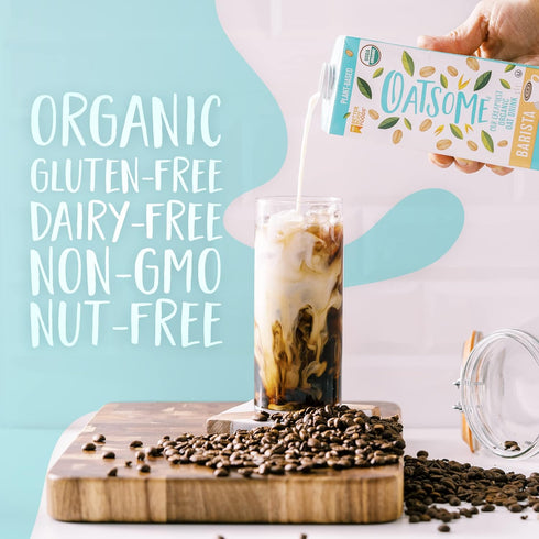 (6 Pack), 33.8 Oz Oatsome Organic Oat Milk, Barista Blend, Gluten-Free, Dairy-Free Fl