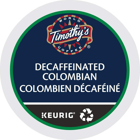 Timothy's World Coffee DECAF Colombian 4 Boxes of 24 K-Cups for Keurig Brewers (Packaging May