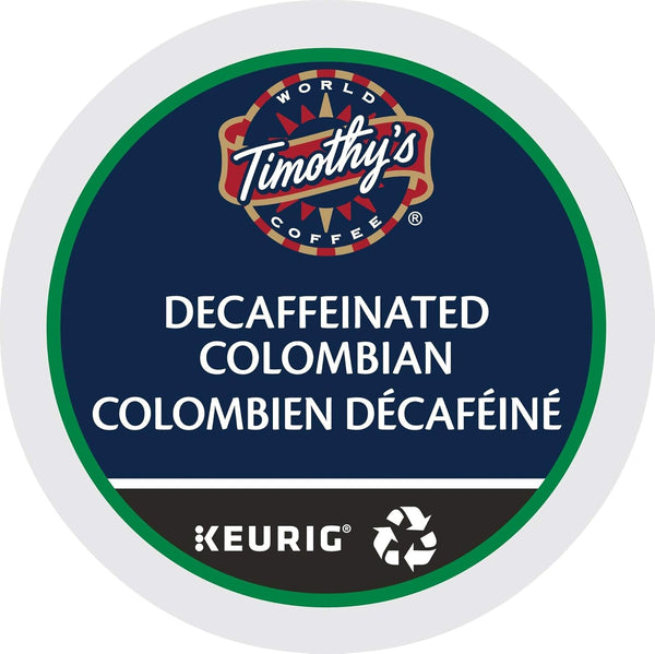 Timothy's World Coffee DECAF Colombian 4 Boxes of 24 K-Cups for Keurig Brewers (Packaging May