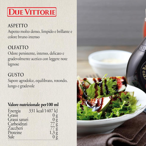 500ml Due Vittorie Oro Gold Balsamic Vinegar of Modena. Highest score from The Consortium of Modena