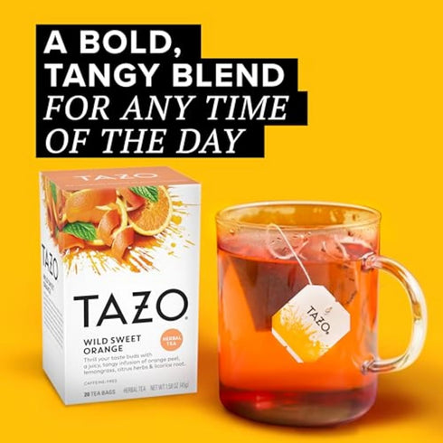 20 TAZO Wild Sweet Orange Tea Bags, Unsweetened Herbal Tea, Caffeine Free, Total Bags