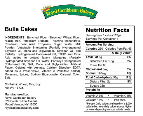 Royal Caribbean Bakery 4 Pack (1 Pack) Jamaican Bulla Cakes, in a