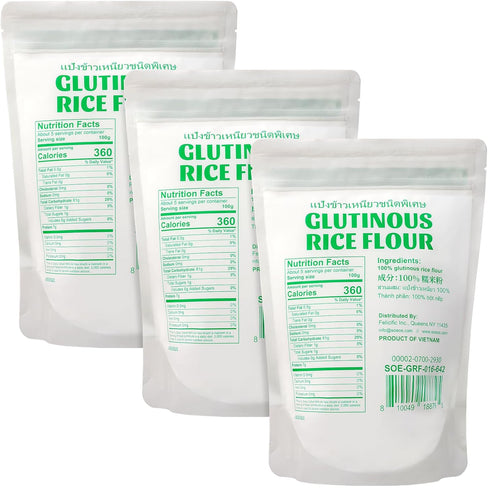 48 Soeos Glutinous Rice Flour Ounce (Basic), Rice Flour for Baking or Cooking, All Natural White Rice Flour, Vegan