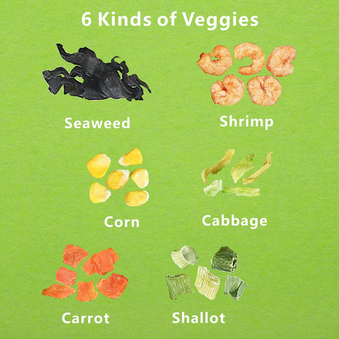 Frozen Yimi Dried Seafood Ramen Toppings, Mixed Dehydrated Vegetables - Freeze Dried Shrimp, Wakame Seaweed, Shallot