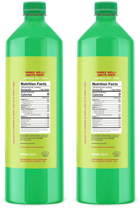100% 32oz. (2 PACK) Lucy's Family Owned - Lime Juice Bottle