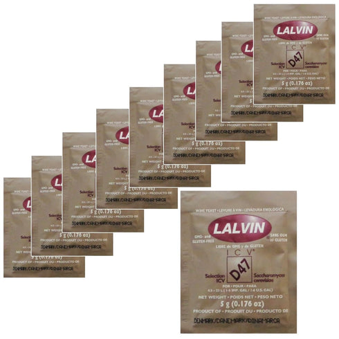 10x Lalvin D47 Yeast for White and Blush Wines, 5g Homebrew Wine Making
