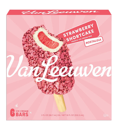 6 Count 18 oz (Frozen) Van Leeuwen Strawberry Shortcake Ice Cream Bars