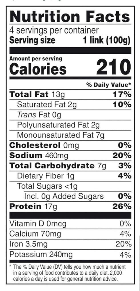 14 oz Beyond Meat Beyond Sausage Plant-Based Dinner Sausage Links, Brat Original