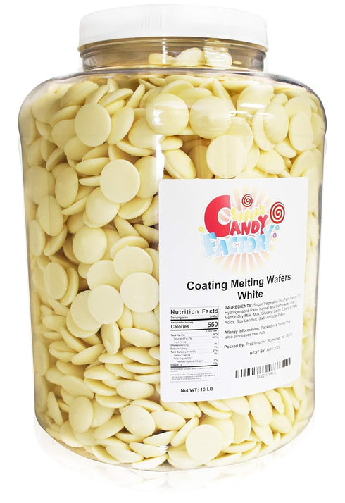 10 Lbs Sarah's Candy Factory Coating Melting Wafers in Jar, White Melting Chocolate