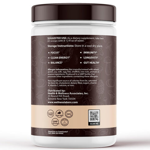 10:1 30 Mushroom Hazelnut Powder with Reishi Extract, Hot Cocoa Powder Caffeine-Free Mushroom Coffee Alternative
