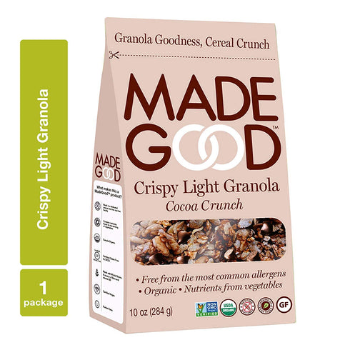 Made Good Crispy Light Granola, Nut-Free Gluten Free, Vegan, Organic Ingredients, Cocoa Crunch (10 Ounce)
