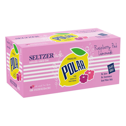 12 oz 8pk Polar Seltzer Raspberry Pink Lemonade, Fl cans