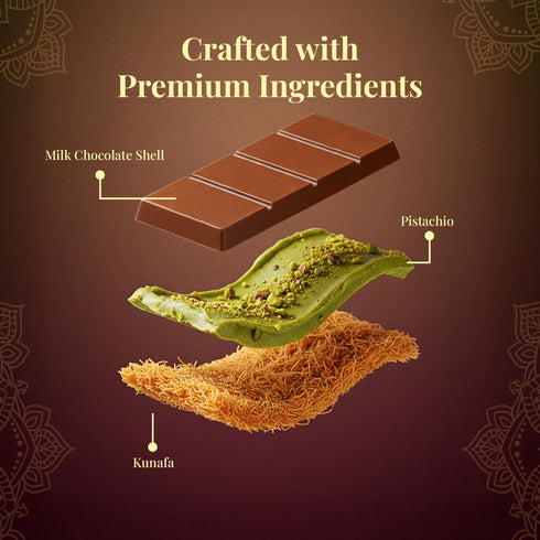 (95g 3.35 oz) (1 Pack, ChocCart Dubai Chocolate Premium with Kunafa & Pistachio Filling Viral Knafeh Chocolate Dessert