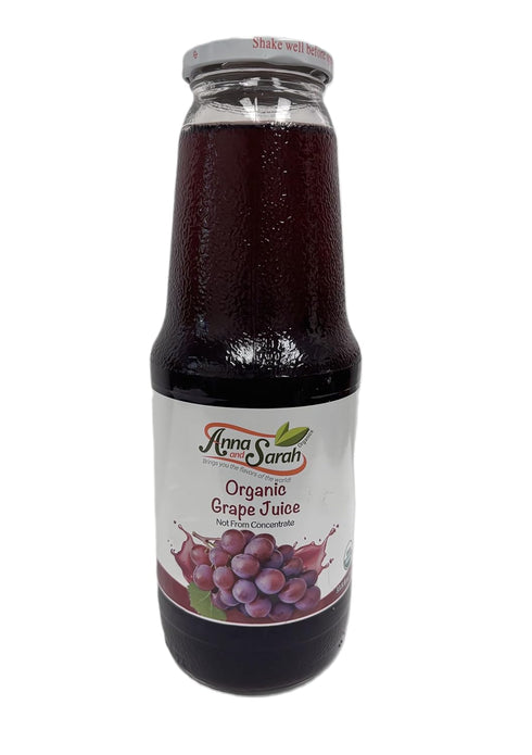 33.8 Oz (4 Pack) Anna and Sarah Organic Grape Juice - USDA Organic Certified - Glass Bottle No Sugar, No Artificial