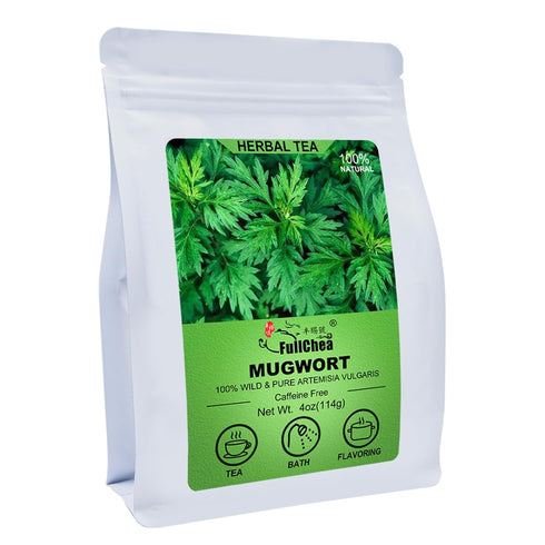 FullChea 100% Pure Natural Dried Mugwort Herb Loose Leaf - 4oz/114g - Superior Sulfur-free Non-GMO Caffeine-free Tea