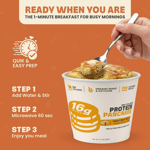 12 Pack 16g Beef Cakes Beef Collagen Protein Breakfast Instant Protein Diner Pancakes with Protein, Beef Collagen, Seed