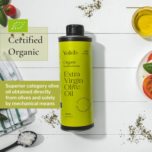 Yolioo 100% (17.6oz) Tuscany Premium Organic Olive Oil Extra Virgin | Polyphenol Rich Extra Virgin Olive Oil Cold