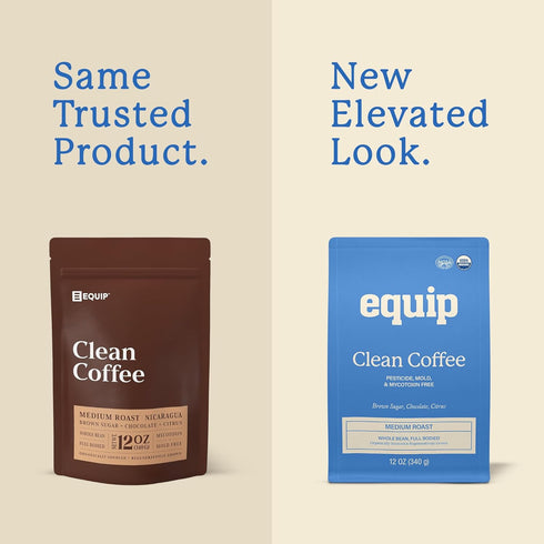 Equip Foods Clean Coffee | Gold Standard, Certified Organic, Fair Trade, Regenerative | Medium Roast, Whole Bean