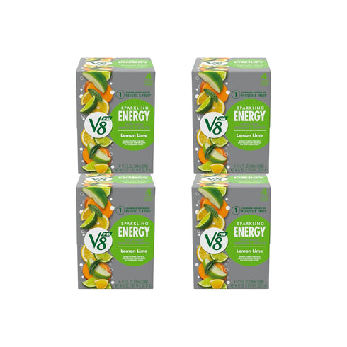 V8 +Energy Sparkling Lemon Lime Juice Energy Drink, 11.5 fl oz Can
