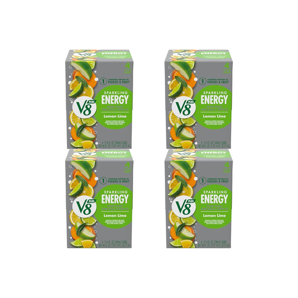 V8 +Energy Sparkling Lemon Lime Juice Energy Drink, 11.5 fl oz Can