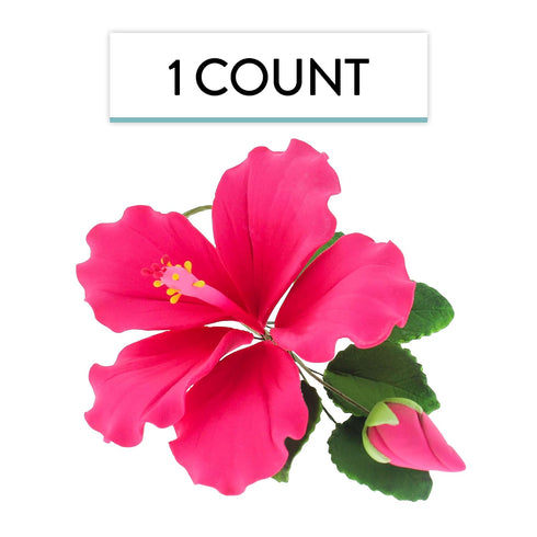 Global Sugar Art Hibiscus Sugar Cake Flower Spray, Hot Pink Hawaiian Cake Flower, 1 Count by Chef Alan Tetreault