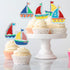SugarGera Set 18 sailboat of cupcake toppers-with a nautical theme Dessert Decorations for a Boy or Girl's Birthday