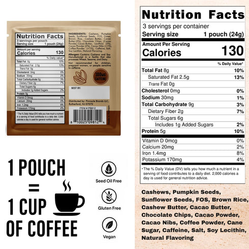 (10 Pack) 100mg 0 GetUp Caffeinated Granola Bites - Chocolate Mocha Caffeine Energy Bites Gluten-Free, Seed Oils, All