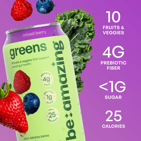 10 25 8 Pack Be Amazing Greens Drink, Mixed Berry, Ready to Drink, Organic Fruits & Vegetables, Coconut Water, Vitamin