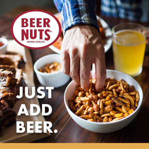 26oz BEER NUTS Original Bar Mix - Crunchy Party Pretzels, Cheese Sticks, Sesame Sticks, Roasted Corn Nuts, & Original