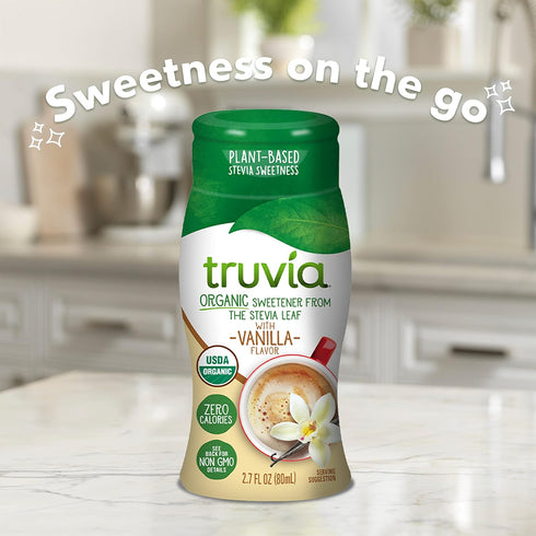 Truvia Organic Zero-Calorie Liquid Stevia Sweetener, Vanilla flavor, 2.7 fluid ounce bottle